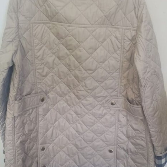 Burberry Brit Jacket Women's Tan Quilted Snap Close Hip Length Coat Size L - Picture 4 of 15